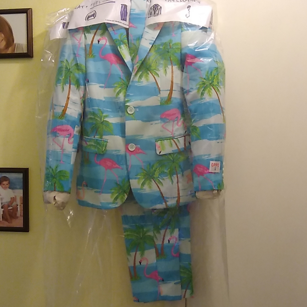 Opposuits flaminguy flamingo Palm tree boys' suit